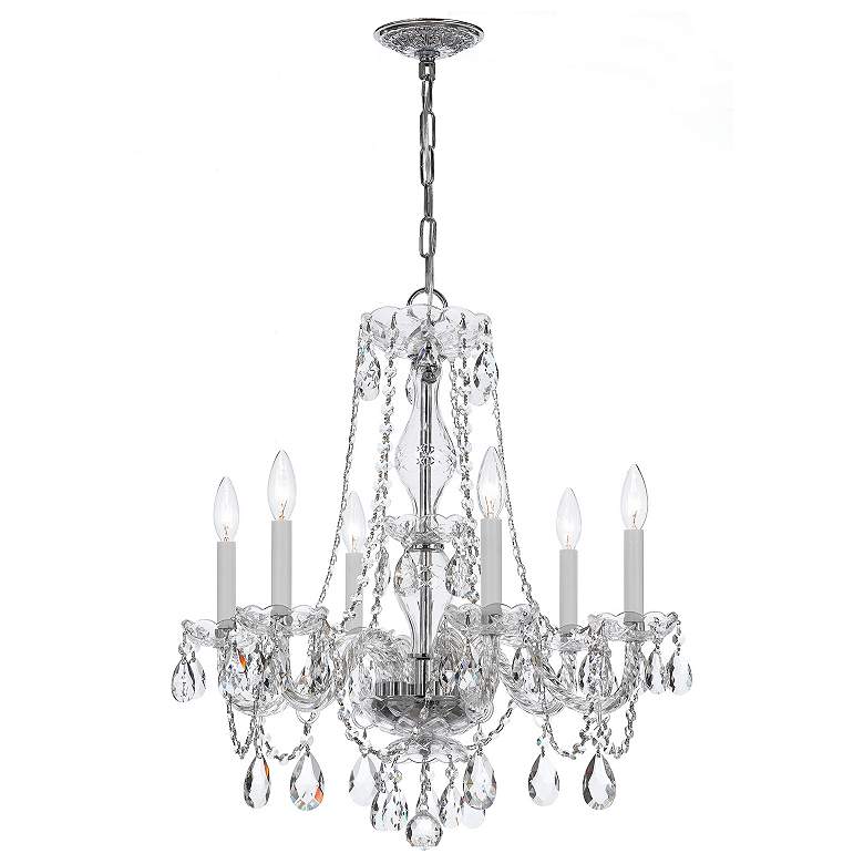 Image 2 Traditional Crystal 6 Light Italian Crystal Polished Chrome Chandelier more views