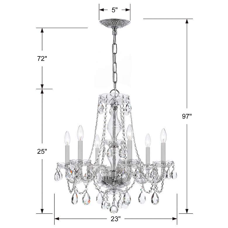 Image 5 Traditional Crystal 6 Light Italian Crystal Polished Chrome Chandelier more views