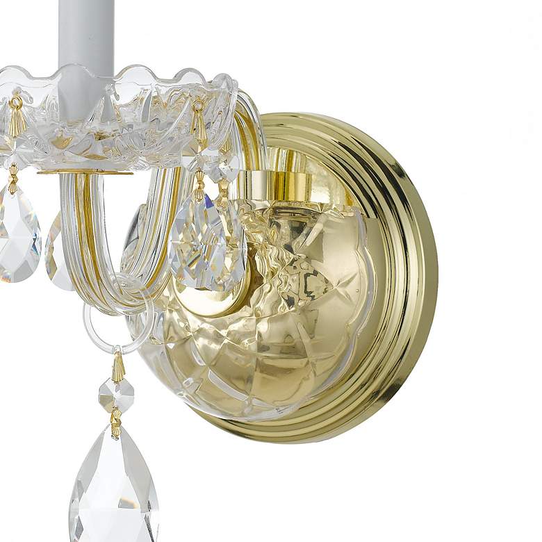 Image 2 Traditional Crystal 9" High Polished Brass Wall Sconce more views