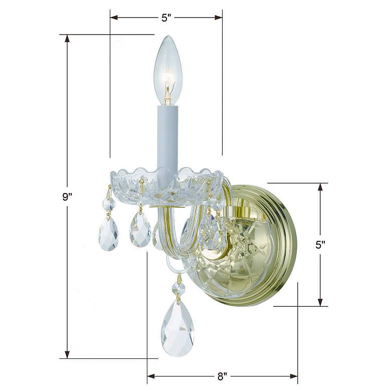 Image 5 Traditional Crystal 9" High Polished Brass Wall Sconce more views