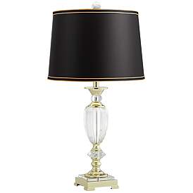 Image2 of Traditional Cut Glass Urn Table Lamp with Black Gold Shade