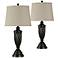 Traditional Fuax Wood 30" Metal Table Lamps Set of 2