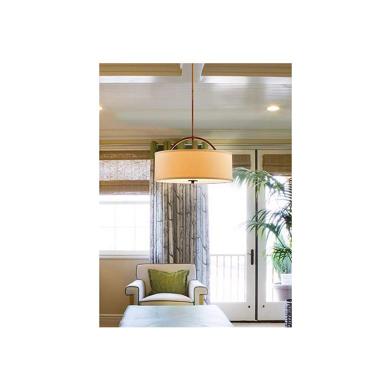 Image 1 Possini Euro Halsted 20" Linen and Brushed Bronze Pendant Light in scene