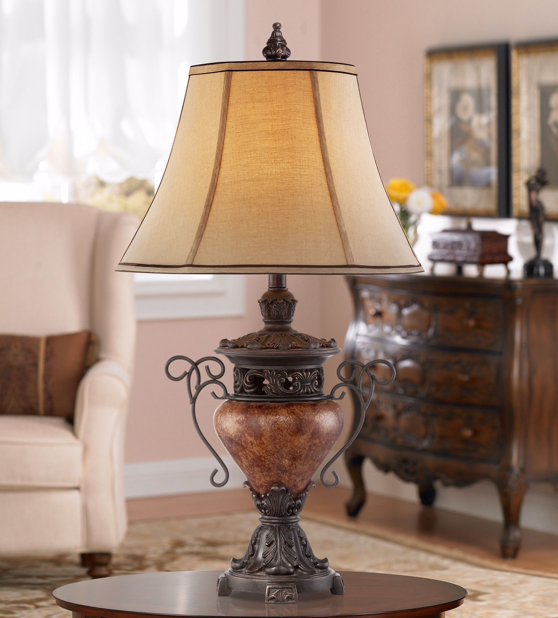 large bronze table lamp