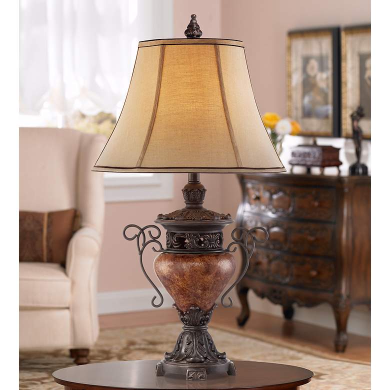 Image 1 Regency Hill Large Urn 31 1/2 inch Bronze Crackle Traditional Table Lamp in scene