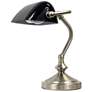 Traditional Mini Banker&#39;s Lamp with Glass Shade, Black