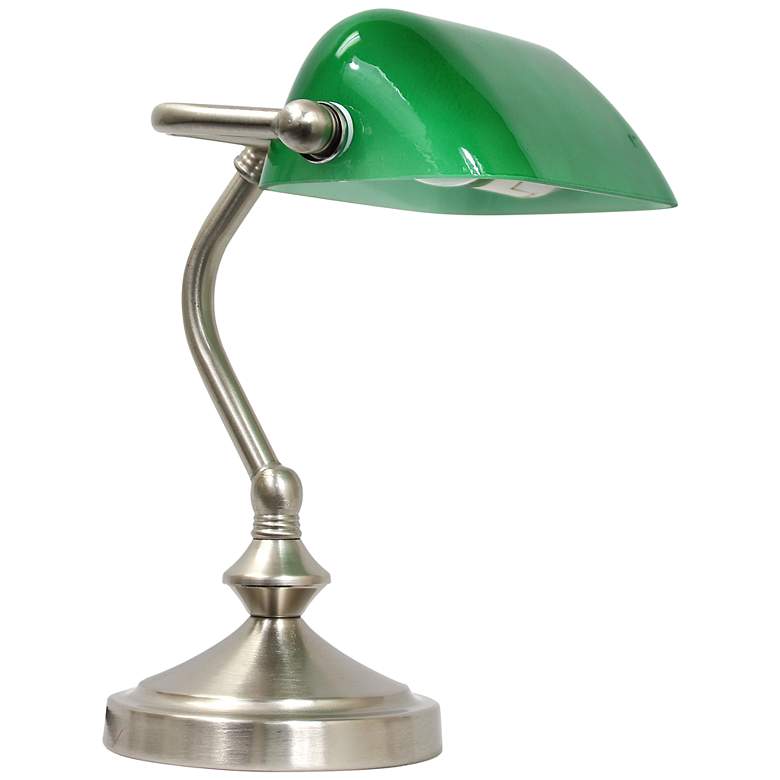 Image 1 Traditional Mini Banker&#39;s Lamp with Glass Shade, Green