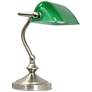 Traditional Mini Banker&#39;s Lamp with Glass Shade, Green