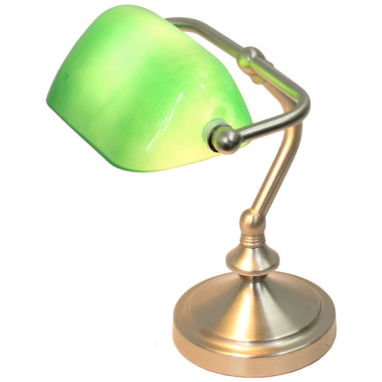 Image 4 Traditional Mini Banker's Lamp with Glass Shade, Green more views