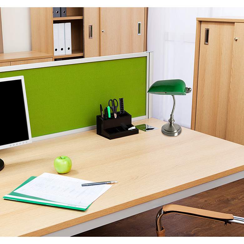 Image 7 Traditional Mini Banker's Lamp with Glass Shade, Green more views