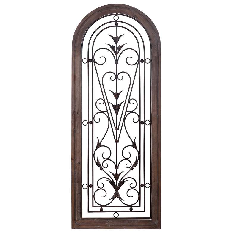 Image 1 Traditional Scroll Iron Design Wood Framed Wall Art With Metal