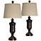 Traditional Vase 31" Beige Shade Faux Wood Table Lamps Set of 2