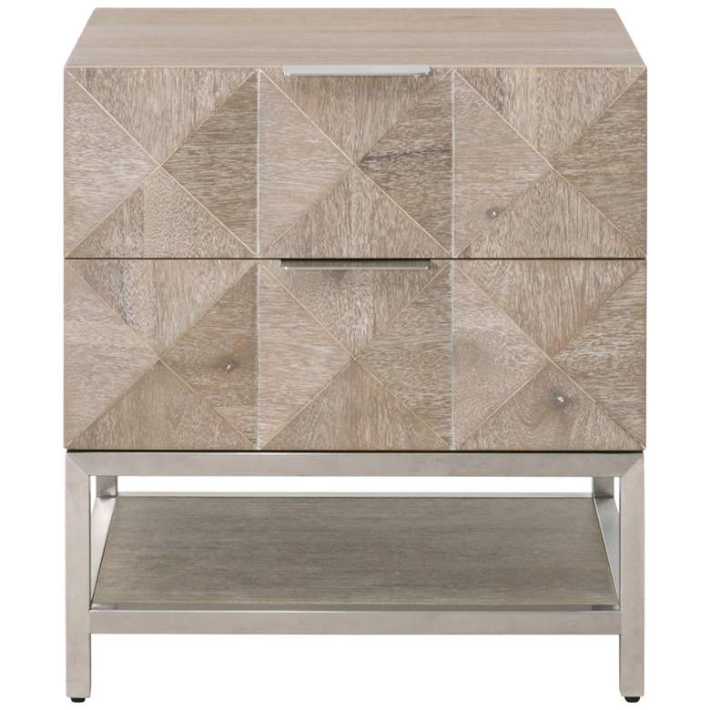 Image 1 Traditions Atlas 23 3/4 inch Wide Natural Wood Modern 2-Drawer Nightstand