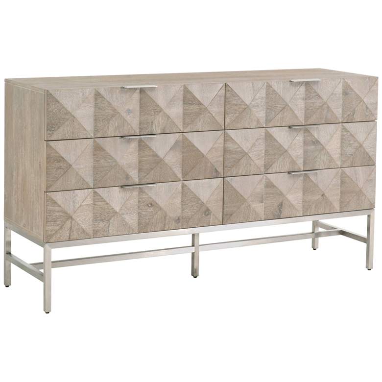 Image 1 Traditions Atlas 63"W Natural Gray Wood 6-Drawer Dresser