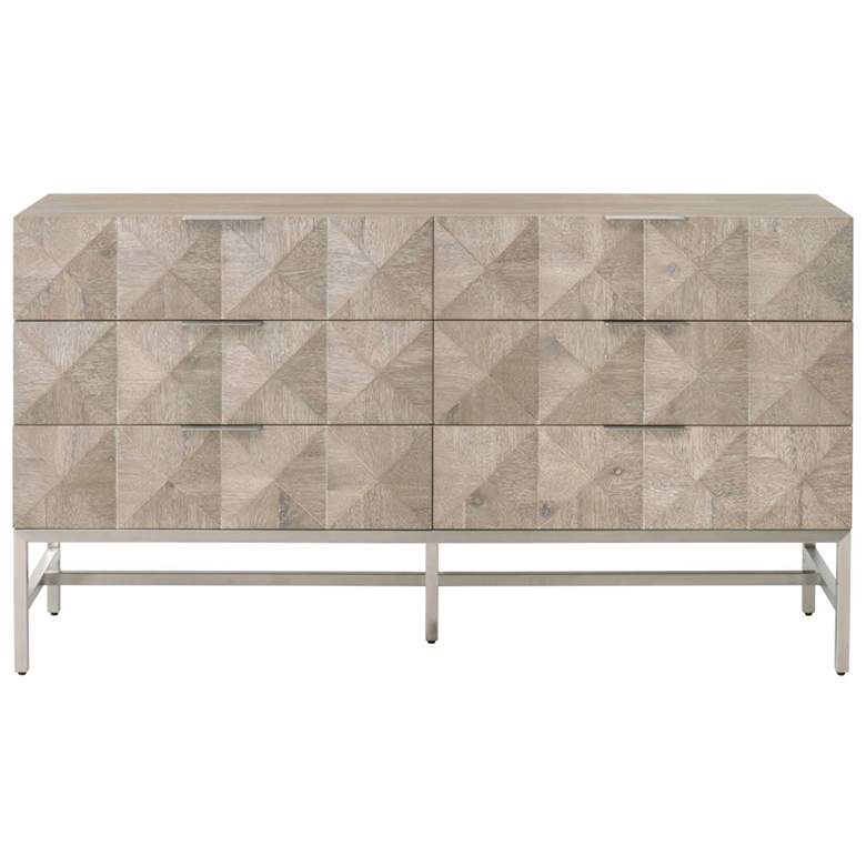 Image 6 Traditions Atlas 63"W Natural Gray Wood 6-Drawer Dresser more views