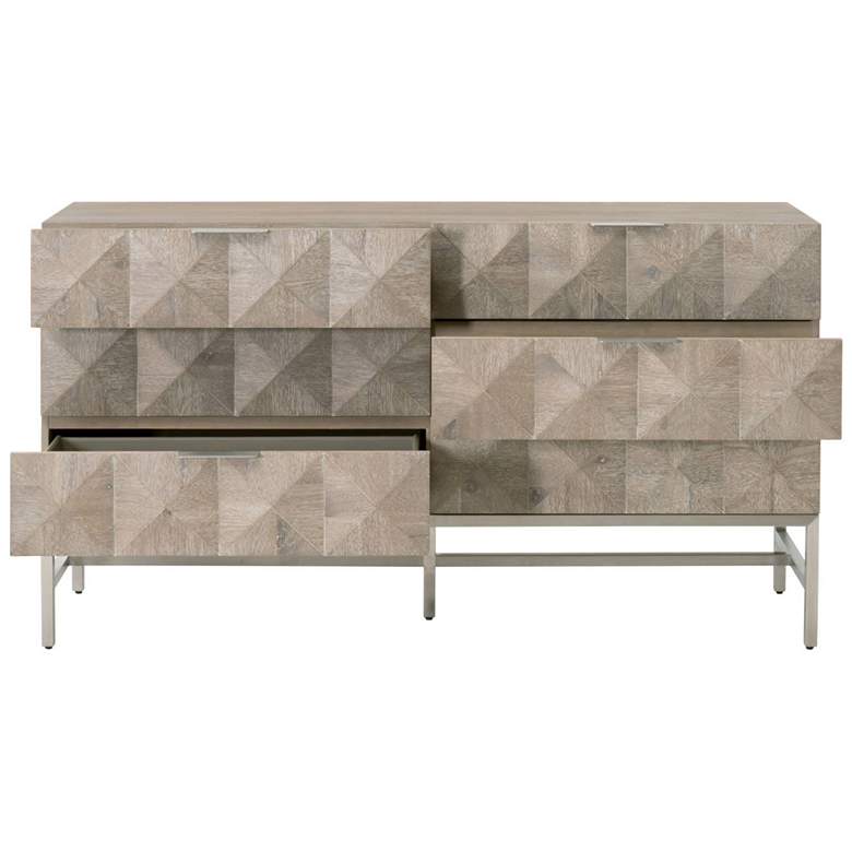 Image 7 Traditions Atlas 63"W Natural Gray Wood 6-Drawer Dresser more views