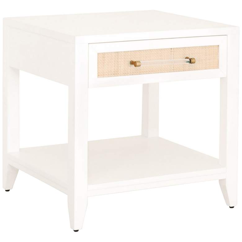 Image 1 Traditions Holland 24 inch Wide Matte White 1-Drawer Side Table