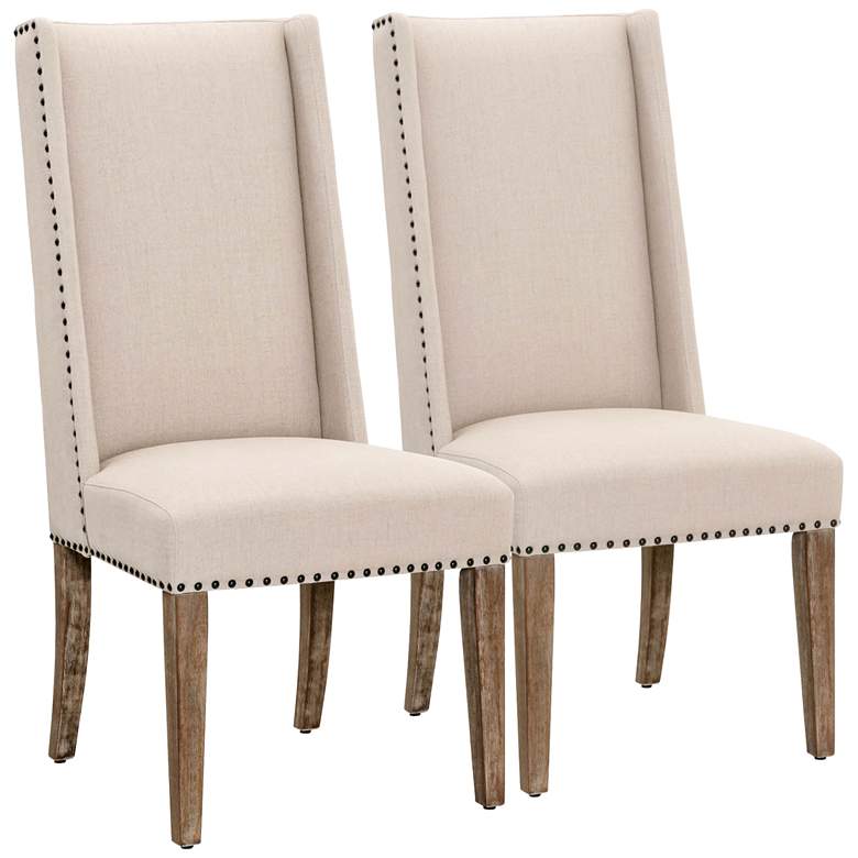 Image 1 Traditions Morgan Stone Linen Dining Chair Set of 2