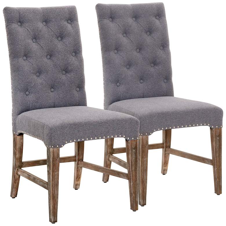 Image 1 Traditions Wilshire Heather Gray Dining Chair Set of 2