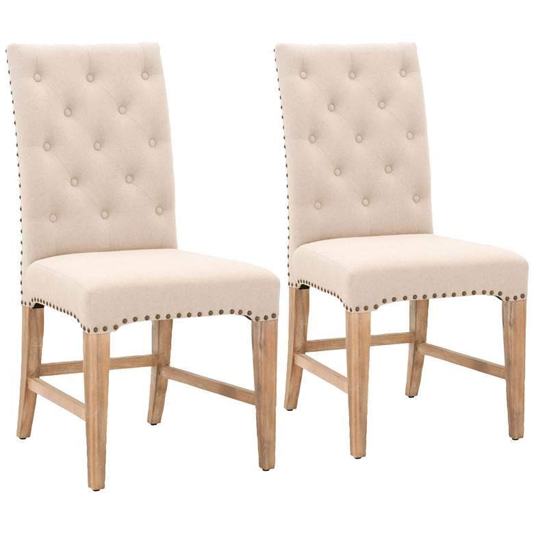 Image 1 Traditions Wilshire Natural Fabric Dining Chair Set of 2