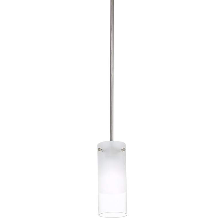 Image 1 Trae 5 inchW Brushed Nickel Frosted Clear Glossy Mini Pendant