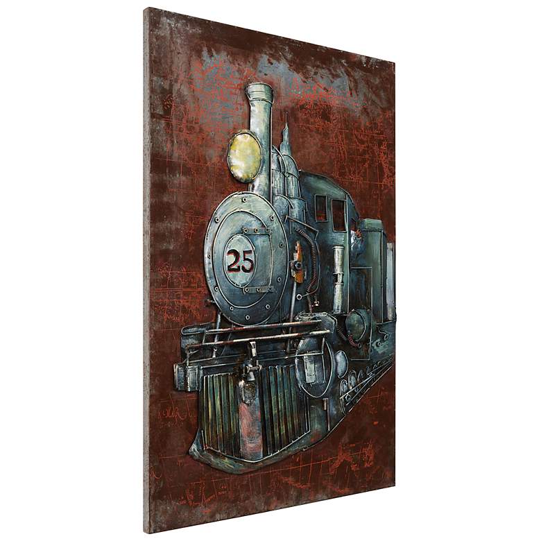 Image 2 Train" Mixed Media Iron Hand Painted Dimensional Wall Art more views