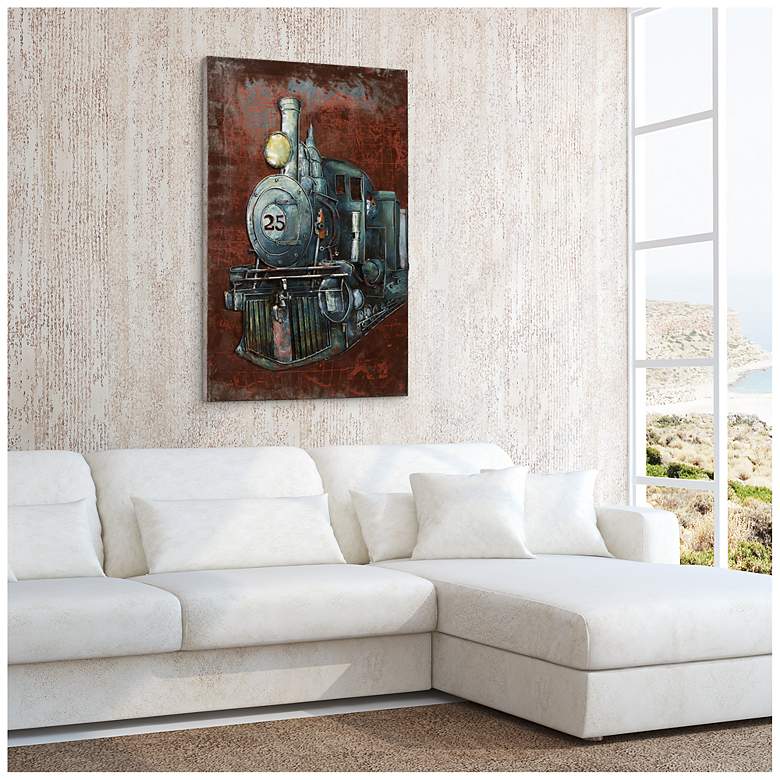 Image 5 Train" Mixed Media Iron Hand Painted Dimensional Wall Art more views