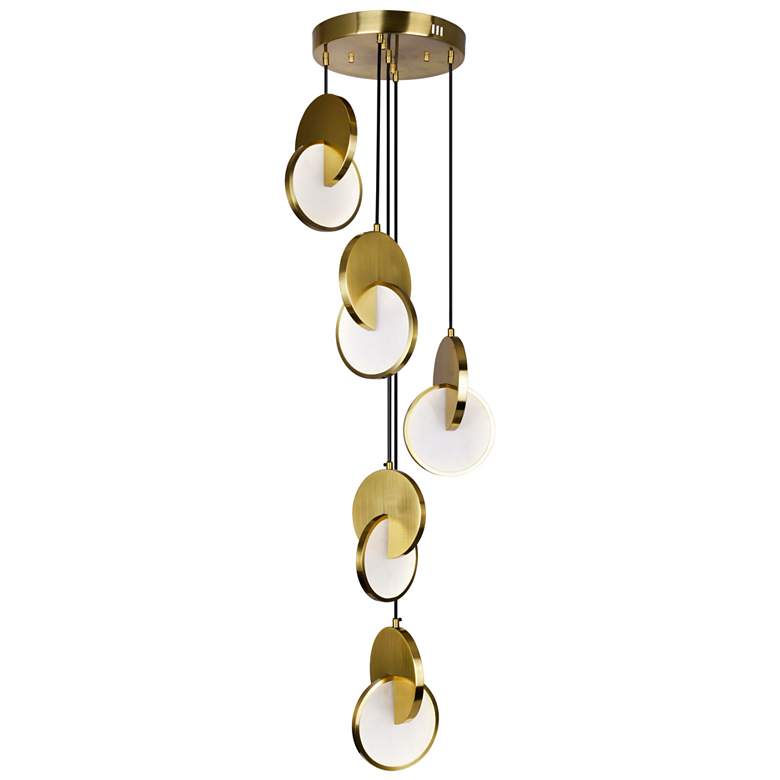 Image 1 Tranche LED Pendant With Brushed Brass Finish