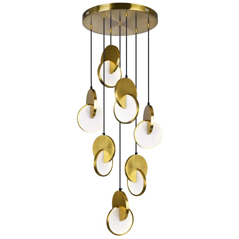 Image 1 Tranche LED Pendant With Brushed Brass Finish