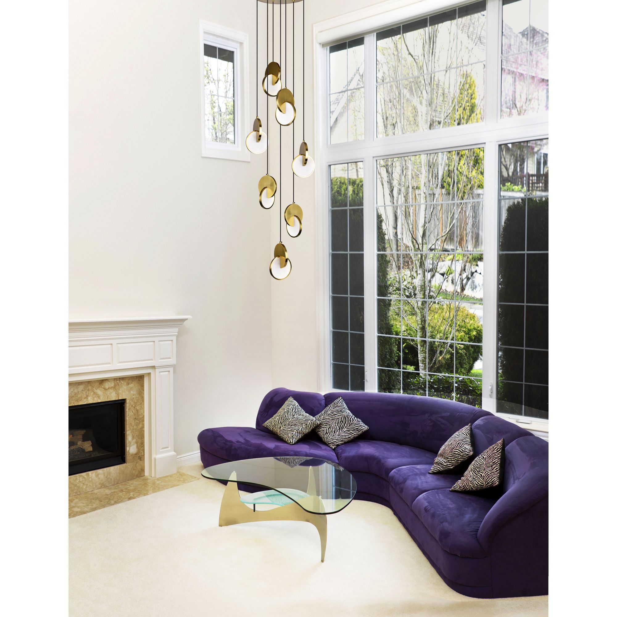 Image 3 Tranche LED Pendant With Brushed Brass Finish more views