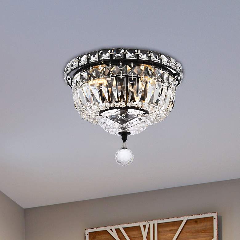 Image 2 Tranquil 10" Wide Black and Clear Crystal Ceiling Light