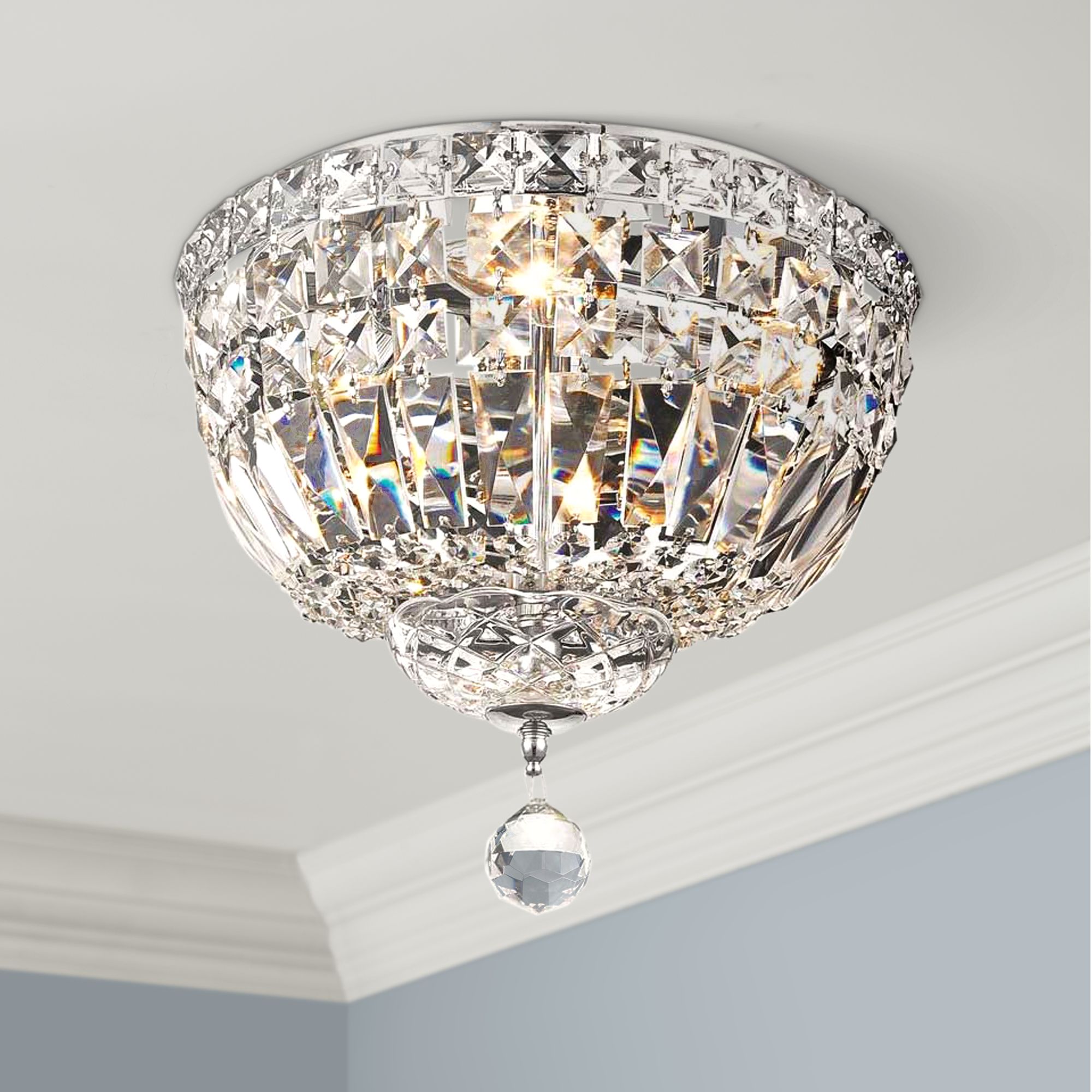 Chrome and deals crystal ceiling light