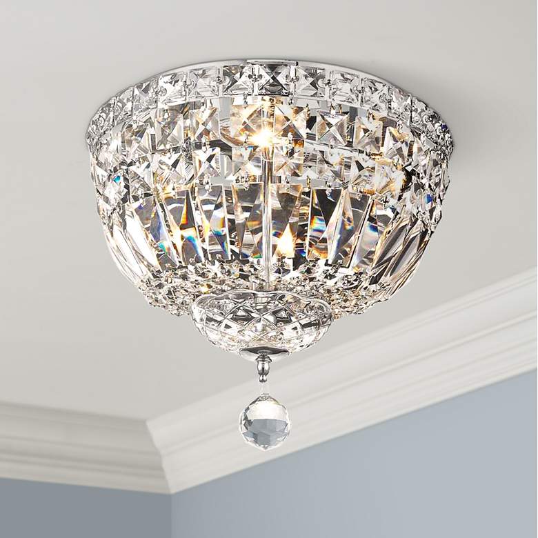 Image 1 Tranquil 12 inch Wide Chrome and Clear Crystal Ceiling Light