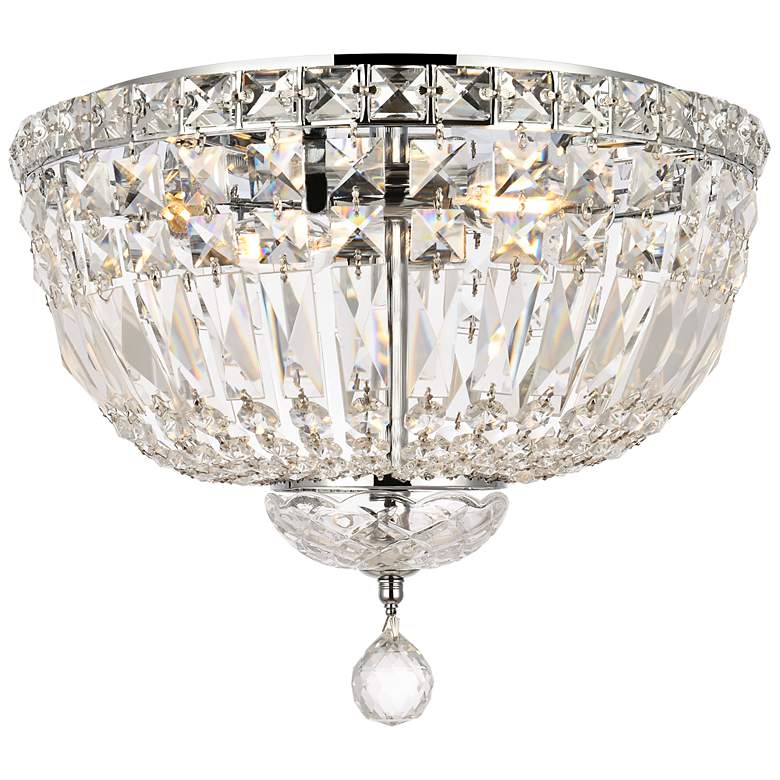 Image 2 Tranquil 14" Wide Chrome and Clear Crystal Ceiling Light