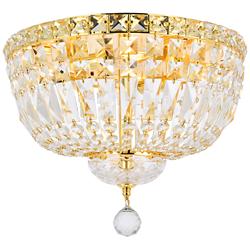 Tranquil 14" Wide Gold and Clear Crystal Ceiling Light