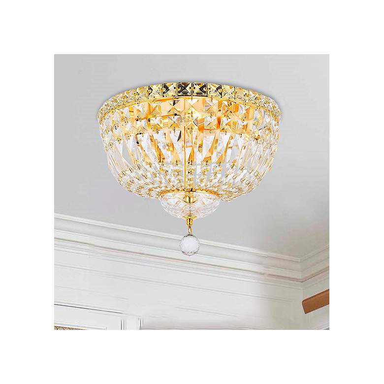 Image 2 Tranquil 14" Wide Gold and Clear Crystal Ceiling Light