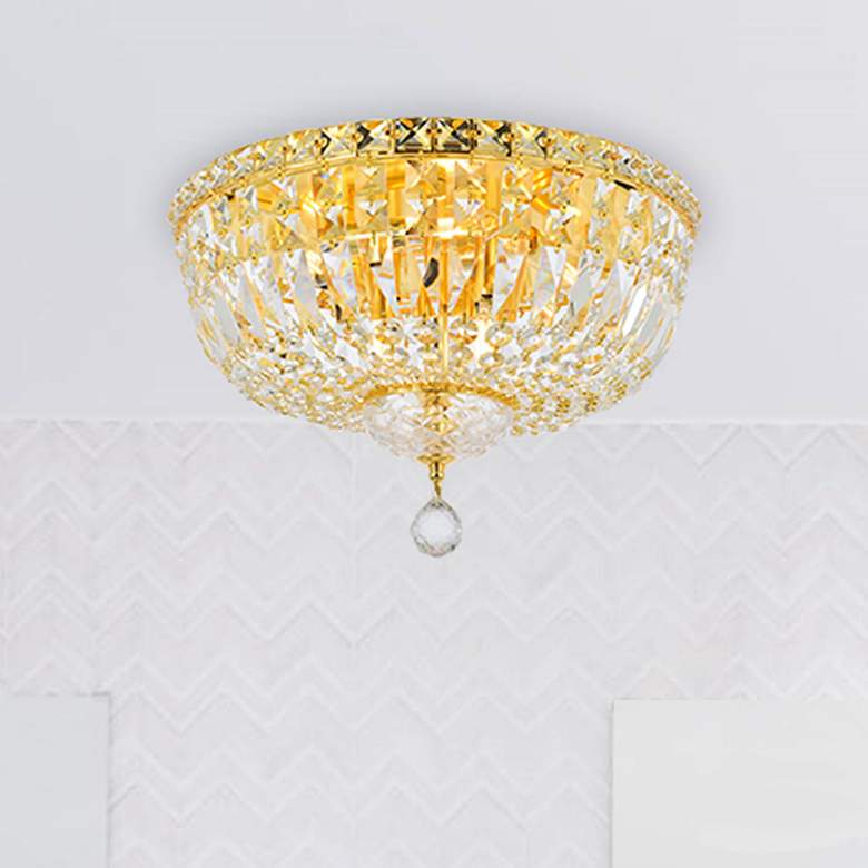 Image 1 Tranquil 16"W Gold and Clear Crystal 6-Light Ceiling Light