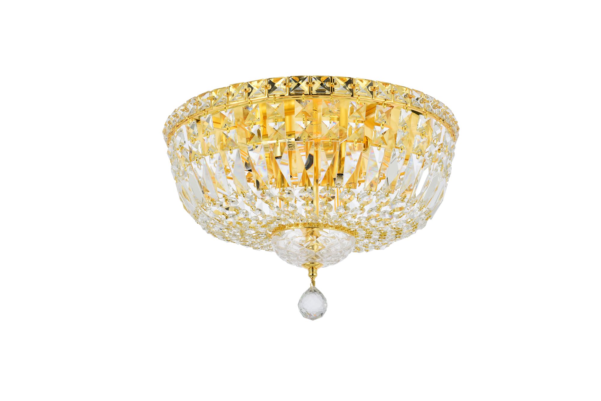 Tranquil 16"W Gold and Clear Crystal 6-Light Ceiling Light