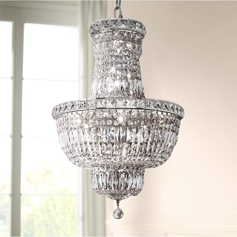 Image 1 Tranquil 18" Wide Chrome and Clear Crystal 3-Tier Chandelier