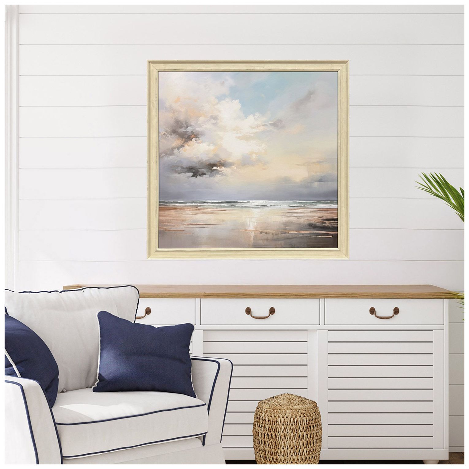 Image 5 Tranquil Blue Shores 40"W x 40"H Framed Art more views