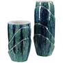 Tranquil Duo Set of 2 Bluegreen Ceramic Vases