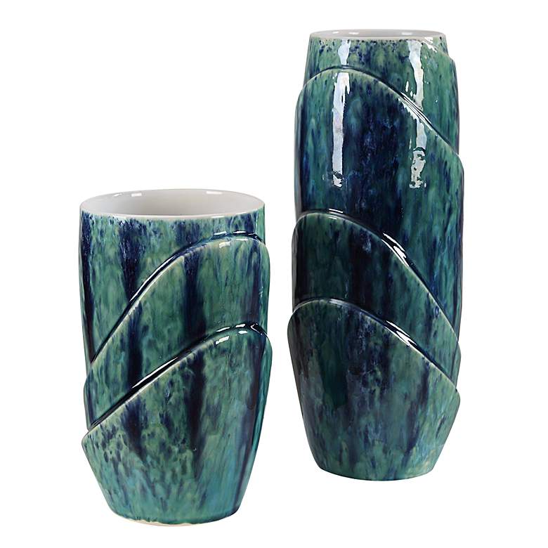 Image 2 Tranquil Duo Set of 2 Bluegreen Ceramic Vases