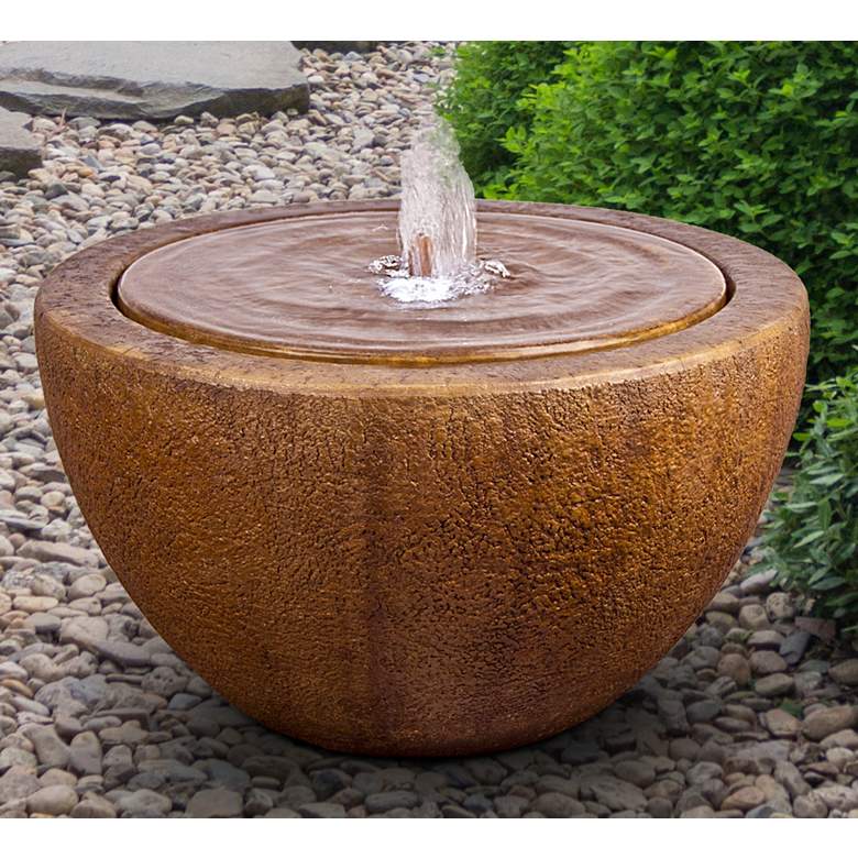 Image 1 Tranquility 14 inch Modern Outdoor Bubbler Fountain with Light