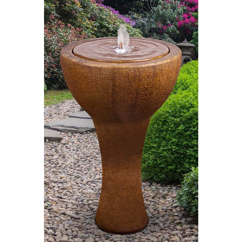 Image 1 Tranquility 39 inch High Bubbler Garden Fountain with Light