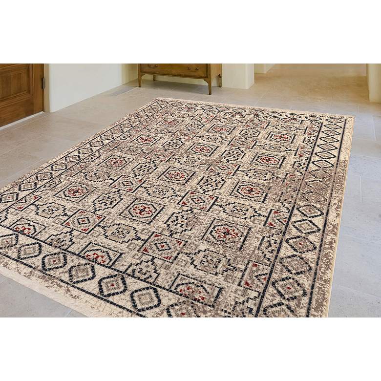 Image 1 Trans-Ocean Bergen 6208/12 4'10"x7'6" Ivory Tile Area Rug