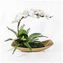 2_Transcend Orchid 16" High Faux Flower in Boat-Shaped Planter