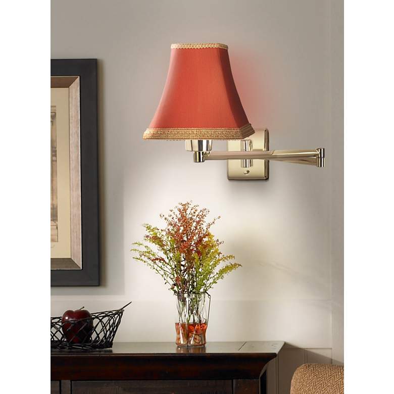 Image 1 Barnes and Ivy Antique Brass Rust Shade Swing Arm Plug-In Wall Lamp in scene