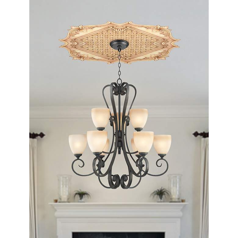 Essex Square 24 inch Wide Repositionable Ceiling Medallion in scene