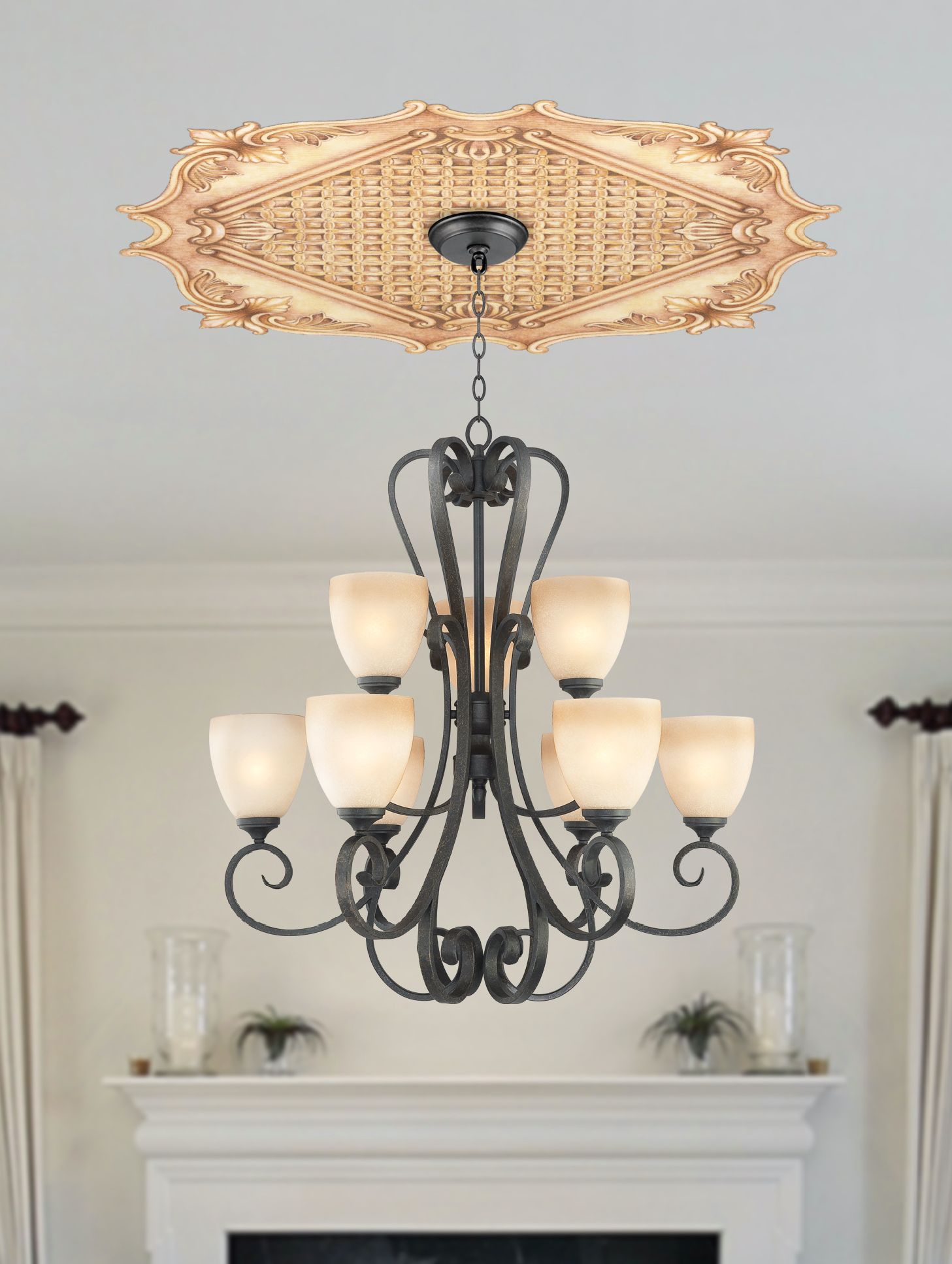 Essex Square 36" Wide Repositionable Ceiling Medallion Y6575 Lamps