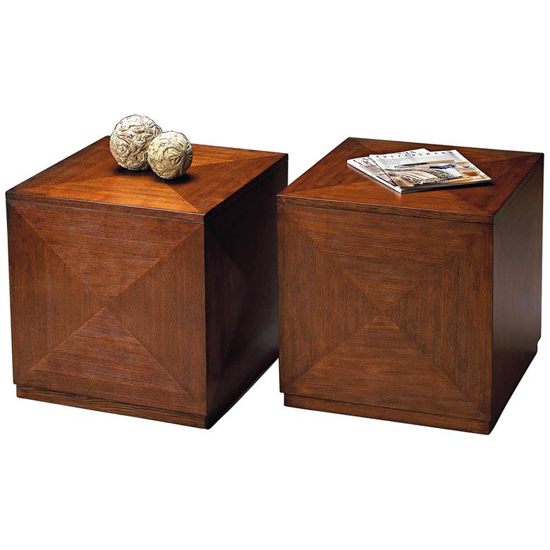 Image 1 Transitions 20 inch Wide Chestnut Burl Wood Cube Table 
